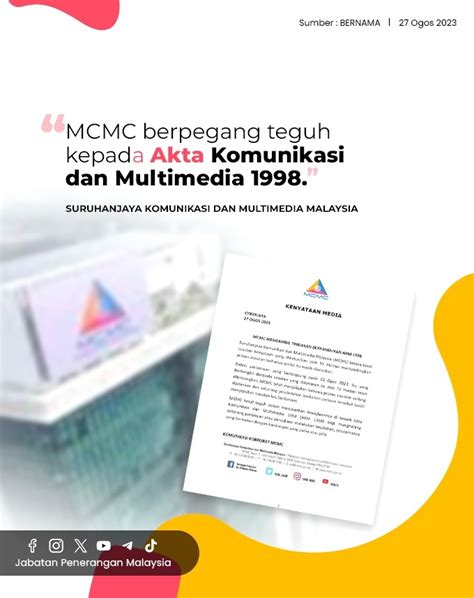 MCMC Berpegang Teguh Kepada Akta Komunikasi Dan Multimedia 1998