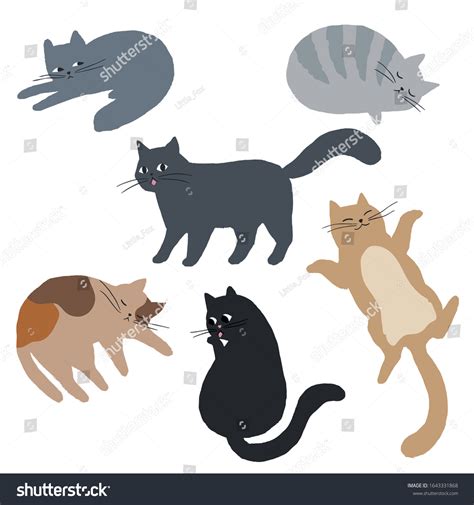 Vector Set Cute Cats Isolated On Stock Vector Royalty Free 1643331868 Shutterstock