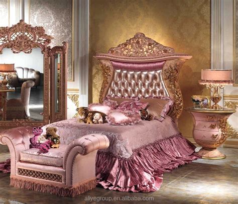 luxury pink color  gold children girl bedroom furnituregold single