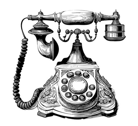 Premium Vector Vintage Telephone Sketch Hand Drawn In Doodle Style