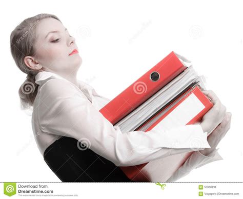 Business Woman Holding Stack Of Folders Documents Stock Image Image Of Business Report 57000831