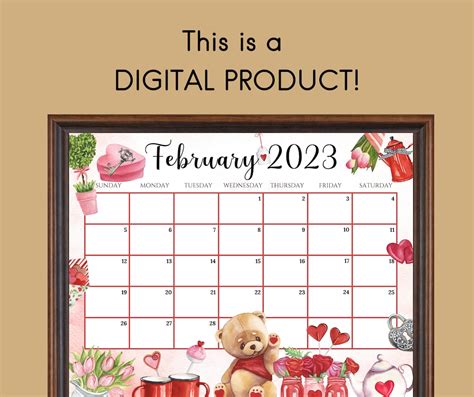 Editable February 2023 Calendar Sweet Valentine Planner 2023 Etsy New