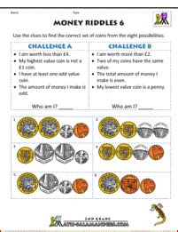 Money riddles us all, every dollar and every day. Money Worksheets for Kids - Money Riddles UK