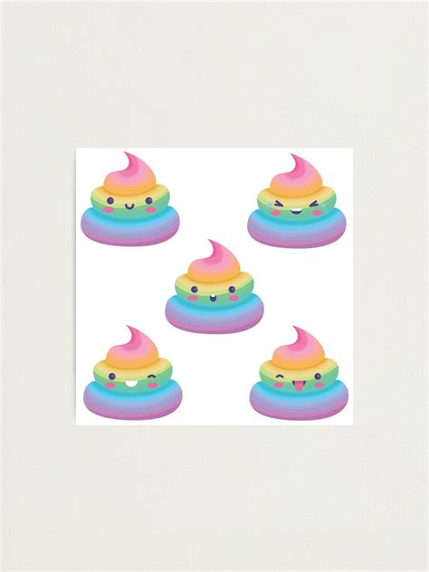 Rainbow Unicorn Poop Kawaii Emojis Photographic Print By Ittakes2