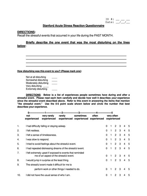 Stress Questionnaire Fill Out And Sign Printable Pdf Template Signnow