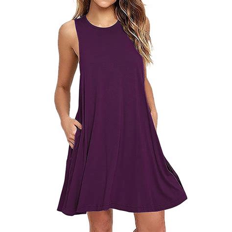 Summer Fashion Women S Sleeveless Mini Dress With Pockets Casual Swing Solid Casual Daily