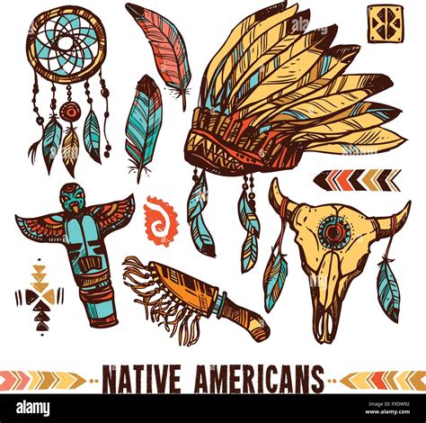 Native Americans Decorative Icon Set Stock Vector Image And Art Alamy