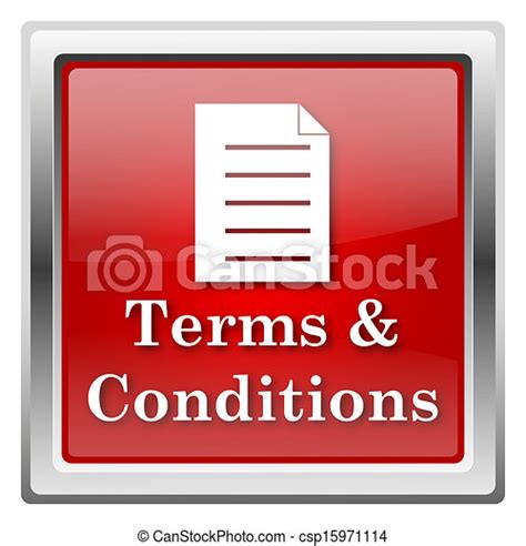 Terms And Conditions Icon Metallic Icon With White Design On Red