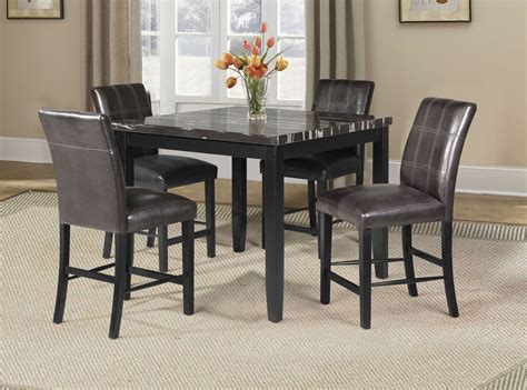 Acme Blythe Faux Marble And Black Counter Height Dining Room Set