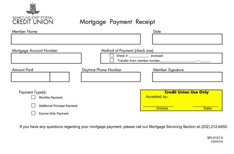 Monthly Mortgage Receipts Mortgage Payment Receipt Member Name Date