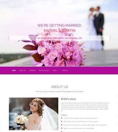 Wedding websites are a growing trend. Wedding Free Website Template Design by WebThemez