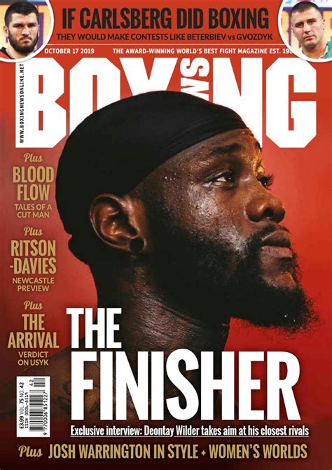 List of boxing magazines and sites covering boxing news, results, rankings, schedules, videos, interviews, training information, history, gears, fans, and more. Boxing News-October 17, 2019 Magazine - Get your Digital ...