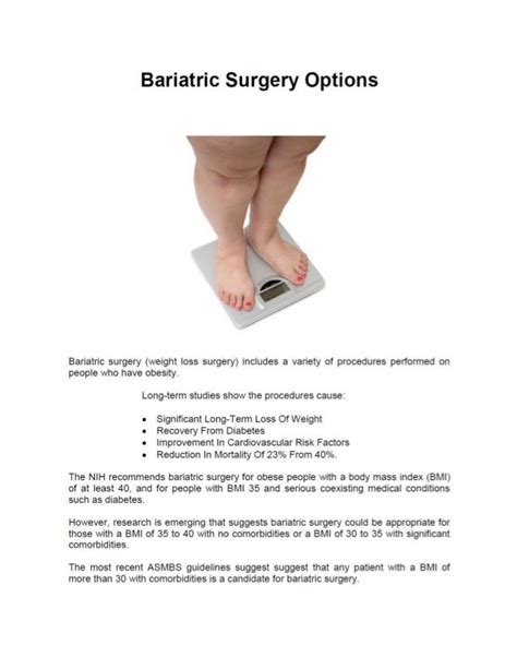 The Hospital Group Bariatric Surgery Options