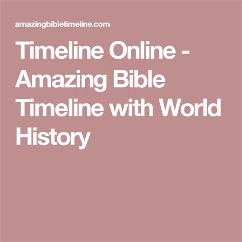 Amazing Bible Timeline With World History Online Bible Timeline