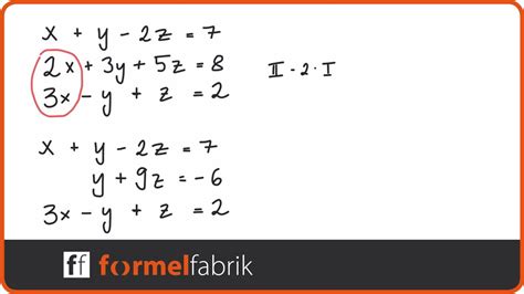 • der rechner löst lineare gleichungssysteme 2x2 und 3x3 mit erklärung: Gleichungssystem mit 3 Variablen (Nr. 4 ...