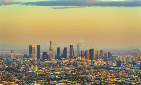 Spectacular Sunset View Of Los Angeles Downtown Stock Image Image Of