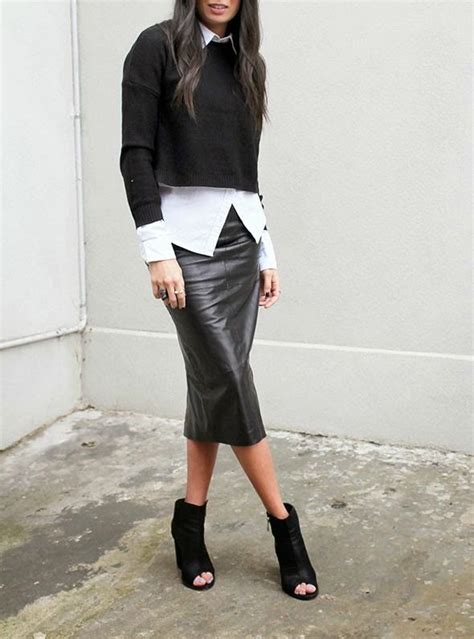 Skirt Leather Outfit Black Pencil Skirt Outfit Pencil Skirt Outfits