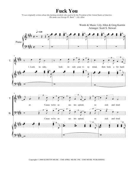 Fuck You By Lily Allen Digital Sheet Music For Score Download