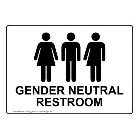 Gender Neutral Restroom Sign Black On White 6 Sizes Easy Order