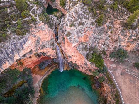 Waterfall With Small Lake And Turquoise Water From Above Stock Image