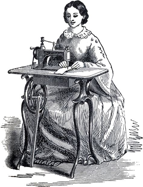 Often called the aristocrat of ducks, the canvasback holds its long sloping forehead high with a distinguished look. Antique Sewing Machine Lady Image - The Graphics Fairy