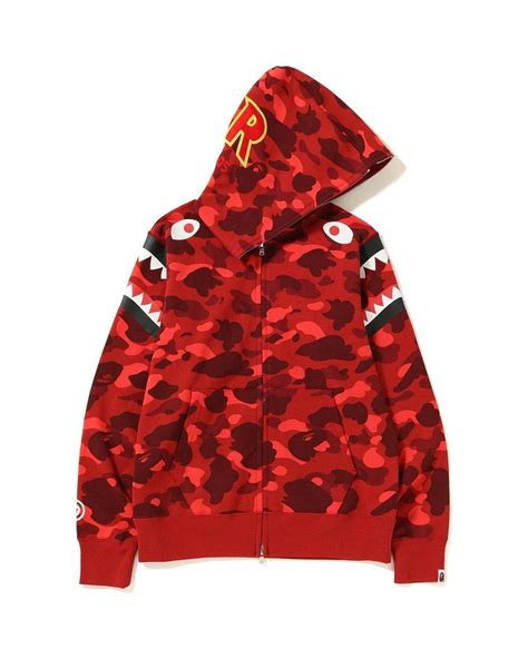 A Bathing Ape Color Camo Double Shark Full Zip Hoodie In Red For Men Lyst