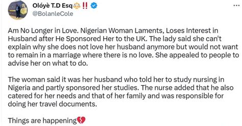 Woman Jilts Husband After Sponsoring Her Nursing Education In Uk Lagos Post Online