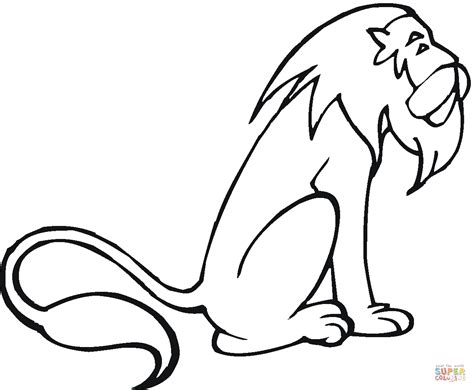 Dibujo de Caricatura de un León sentado para colorear Dibujos para colorear imprimir gratis