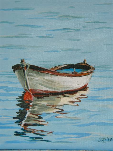 Water Colour Boat And Reflections Water Art Reflection Art Boat Art