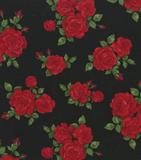 Premium Cotton Fabric Roses On Black Joann