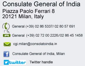 Always write all required rows. Consulate General of India, Milan, Italy