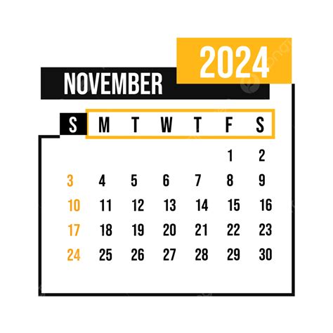 Estilo Minimalista De Design De Calendário De Novembro De 2024 Vetor