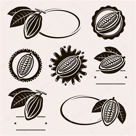 Cacao Beans Label And Icons Set Vector — Stock Vector © Vasilevki