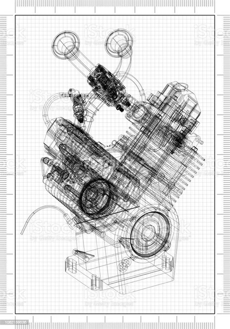 Car Engine Blueprint Stock Photo Download Image Now Istock