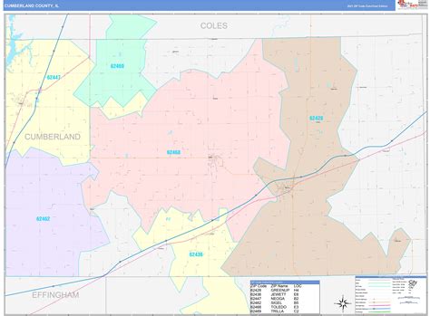 Cumberland County Il Wall Map Color Cast Style By Marketmaps