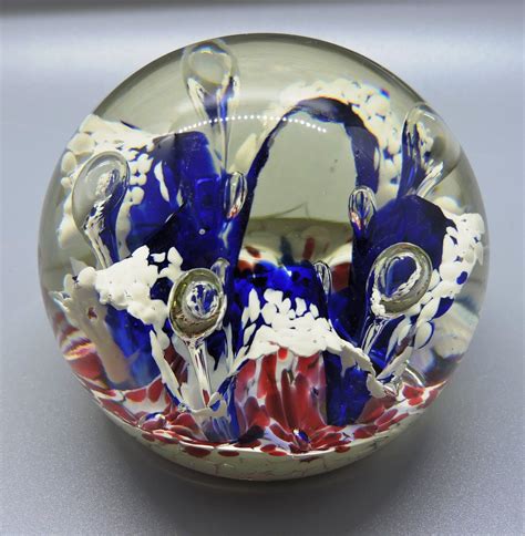 Vintage Handblown Round Murano Glass Paperweight With Abstract Etsy