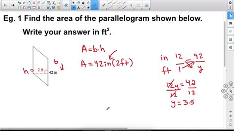 Finding The Area Of A Parallelogram Ii Youtube