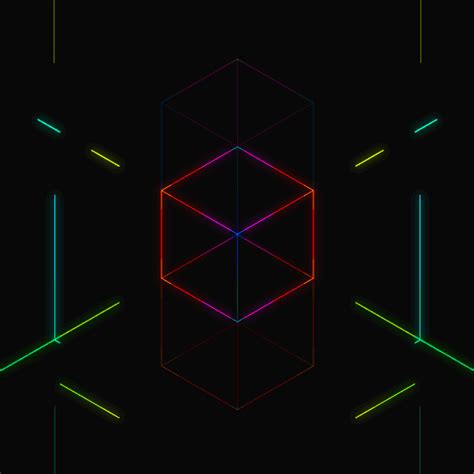 An Abstract Background With Neon Lines And Cubes In The Center On A