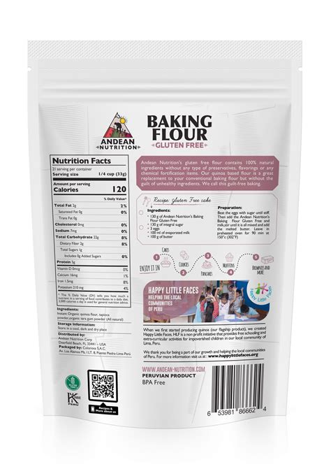 Do not eat raw flour, dough or batter. GLUTEN-FREE BAKING FLOUR - Andean Nutrition