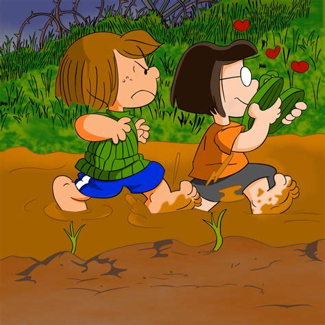 marcie and peppermint patty in the mud by waffengrunt on deviantart