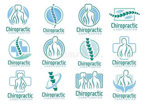 A Set Of Chiropractic Logo Vector Spine Health Care Medical Symbol Or