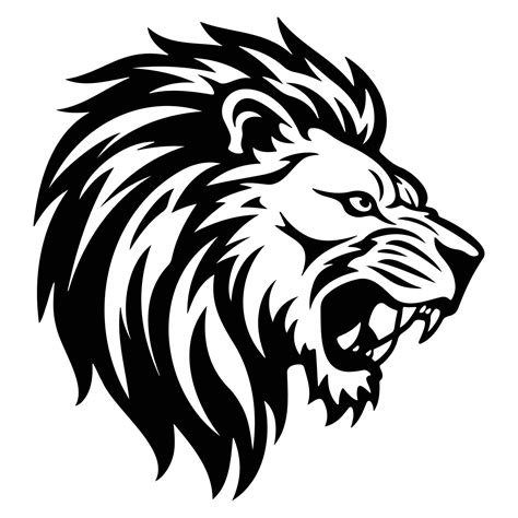 Ferocious Lion Angry Lion Face Side Lion Mascot Logo Lion Black And