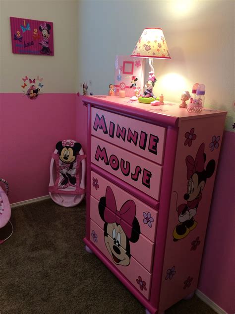 Minnie mouse bedroom has cute theme that applicable for little girls' bedroom with decor and accessories ideas that easily applicable. Custom Minnie Mouse Dresser | Minnie mouse nursery, Minnie ...