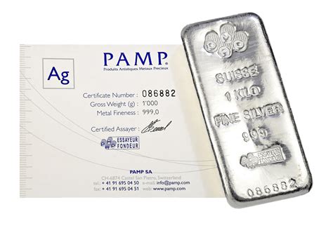 1 Kg Pamp Silver Bar With Certificate Gold Survival Guide
