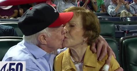 Former President Jimmy Carter Adorably Smooches Wife On Atlanta Braves Kiss Cam