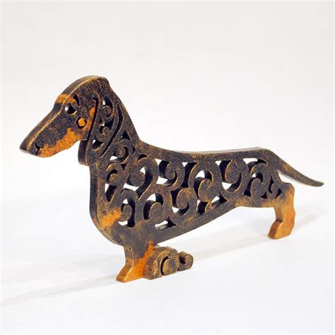 Statuette Dachshund Figurine Made Of Wood Hand Painted With Etsy