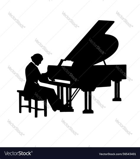 Classical Pianist Playing Piano Silhouette Vector Image