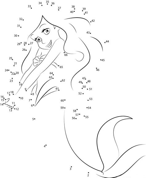 Ariel Dot To Dots Coloring Page - Free Printable Coloring Pages for Kids