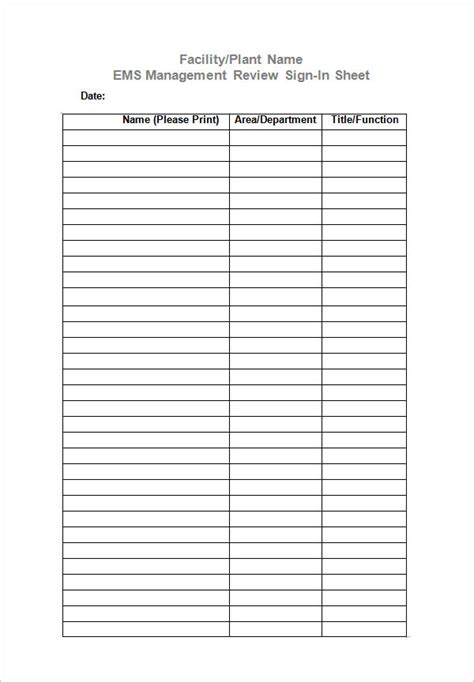 Sign In Sheet Template Doc Doctemplates
