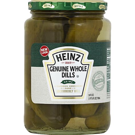 Heinz Genuine Whole Dill Pickles 24 Fl Oz Jar Pickles And Relish